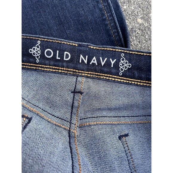 Old Navy Women 12 Jean Pant Flare Leg Low Rise Dark Wash Blue Denim Regular - Picture 6 of 6